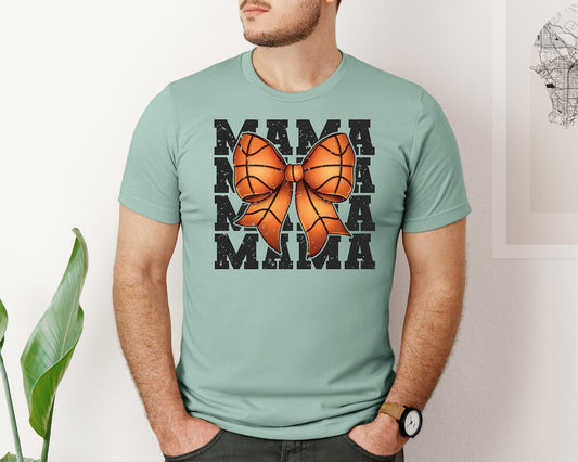 Coquette Basketball Mom Retro Mama Bow Graphic T-Shirt