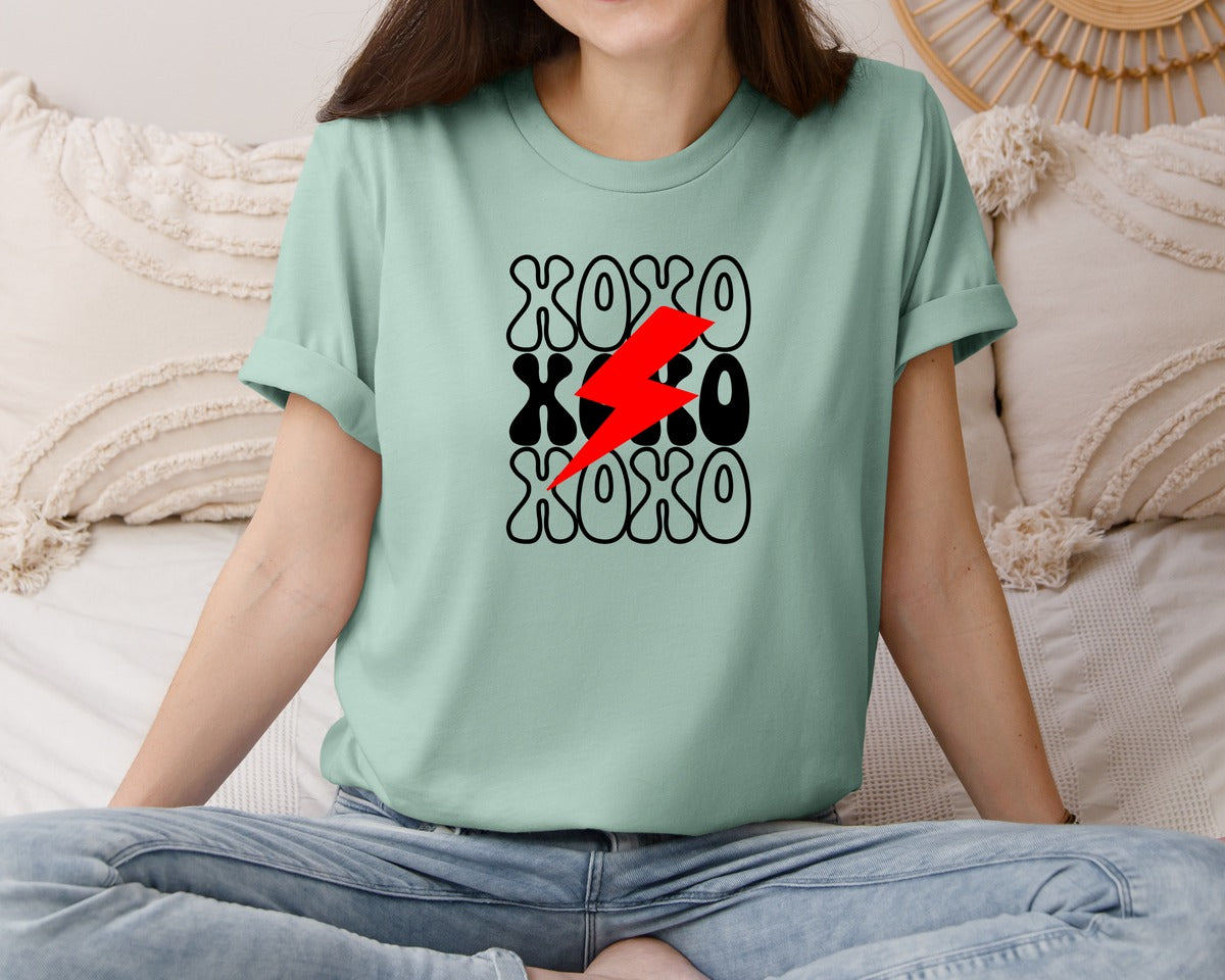 brand:Bella Canvas|color:Dusty Blue|Xoxo 75 Graphic T-Shirt