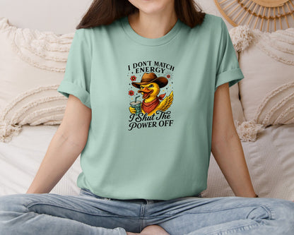 brand:Bella Canvas|color:Dusty Blue|I Shut The Power Off Funny Graphic T-Shirt
