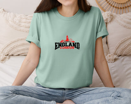 brand:Bella Canvas|color:Dusty Blue|Distressed London England Shirt Graphic T-Shirt