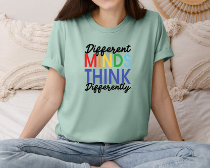 brand:Bella Canvas|color:Dusty Blue|Different Minds Autism T Shirt Graphic T-Shirt