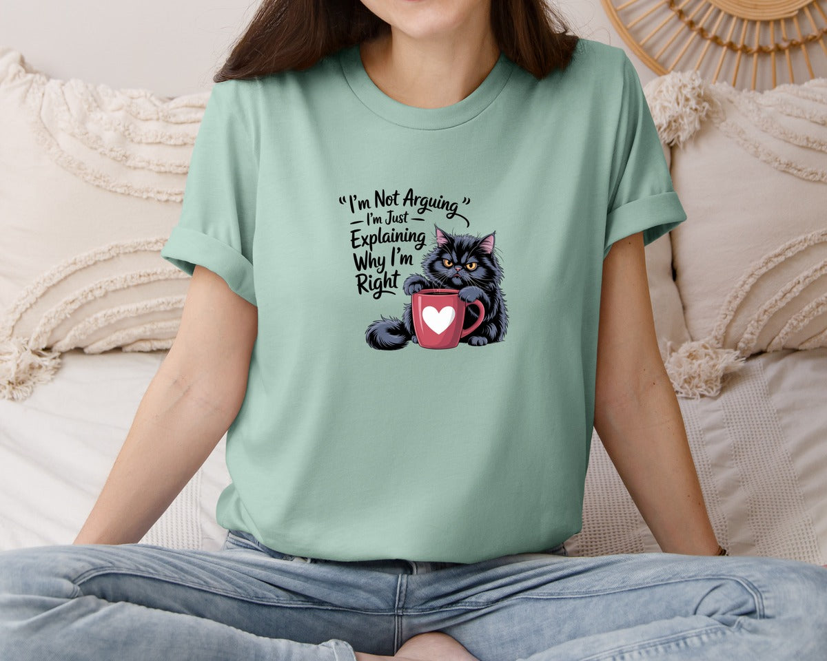 brand:Bella Canvas|color:Dusty Blue|Im Not Arguing Cat Lover Graphic T-Shirt