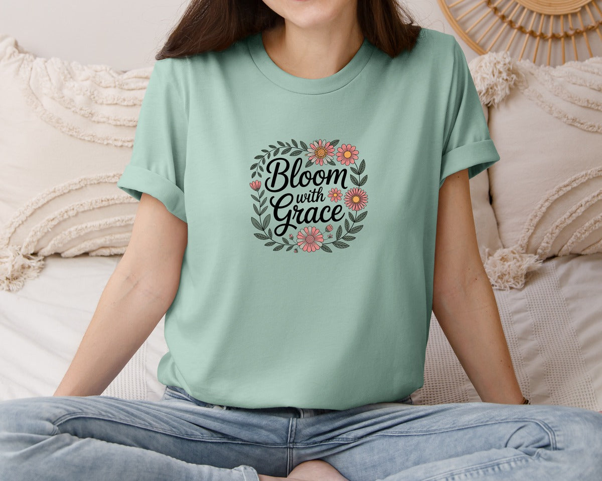 brand:Bella Canvas|color:Dusty Blue|Boho Positive Affirmation Self Shirt Graphic T-Shirt