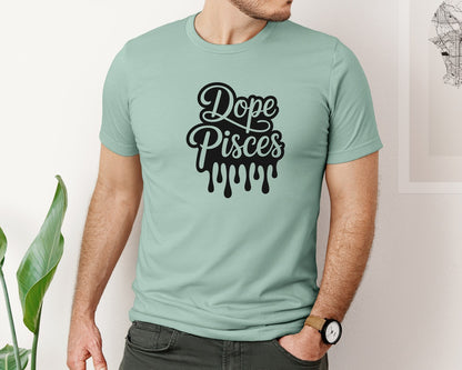brand:Bella Canvas|color:Dusty Blue|Dope Pisces Pisces File Graphic T-Shirt