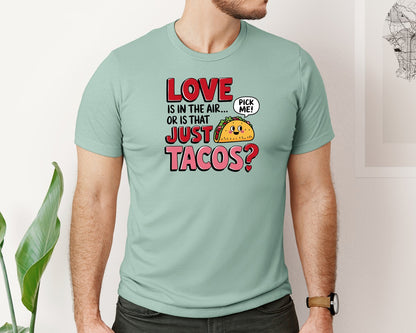 brand:Bella Canvas|color:Dusty Blue|Playful Love Or Taco Design 3 Graphic T-Shirt