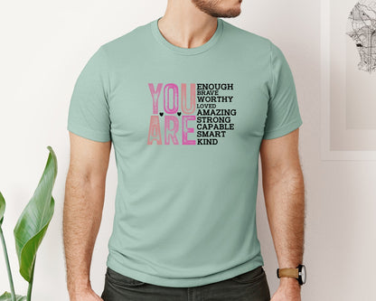 brand:Bella Canvas|color:Dusty Blue|You Are Inspirational Motivat Graphic T-Shirt