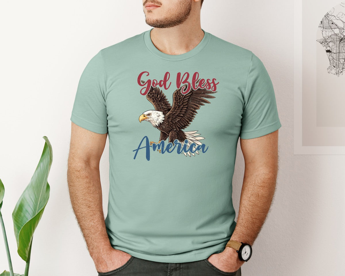 brand:Bella Canvas|color:Dusty Blue|Good Bless America T Shirt Design 2 Graphic T-Shirt