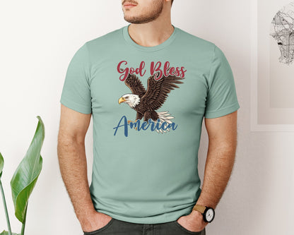 brand:Bella Canvas|color:Dusty Blue|Good Bless America T Shirt Design 2 Graphic T-Shirt