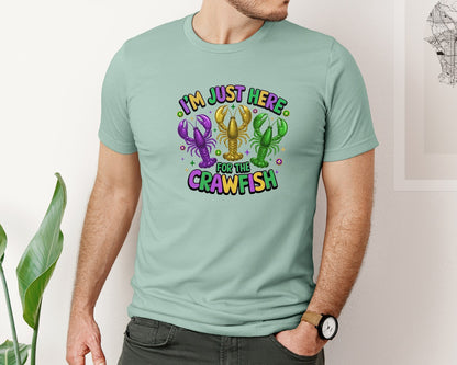 brand:Bella Canvas|color:Dusty Blue|Im Just Here For The Crawfish 3 Graphic T-Shirt