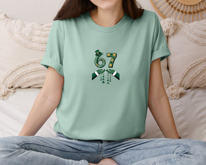 brand:Bella Canvas|color:Dusty Blue|St Patricks Day 67 Six Seven Graphic T-Shirt