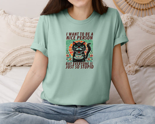 Grumpy Cat Coffee Lover Funny Cat Graphic T-Shirt