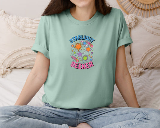 Starlight Seeker Colorful Galaxy Design Graphic T-Shirt