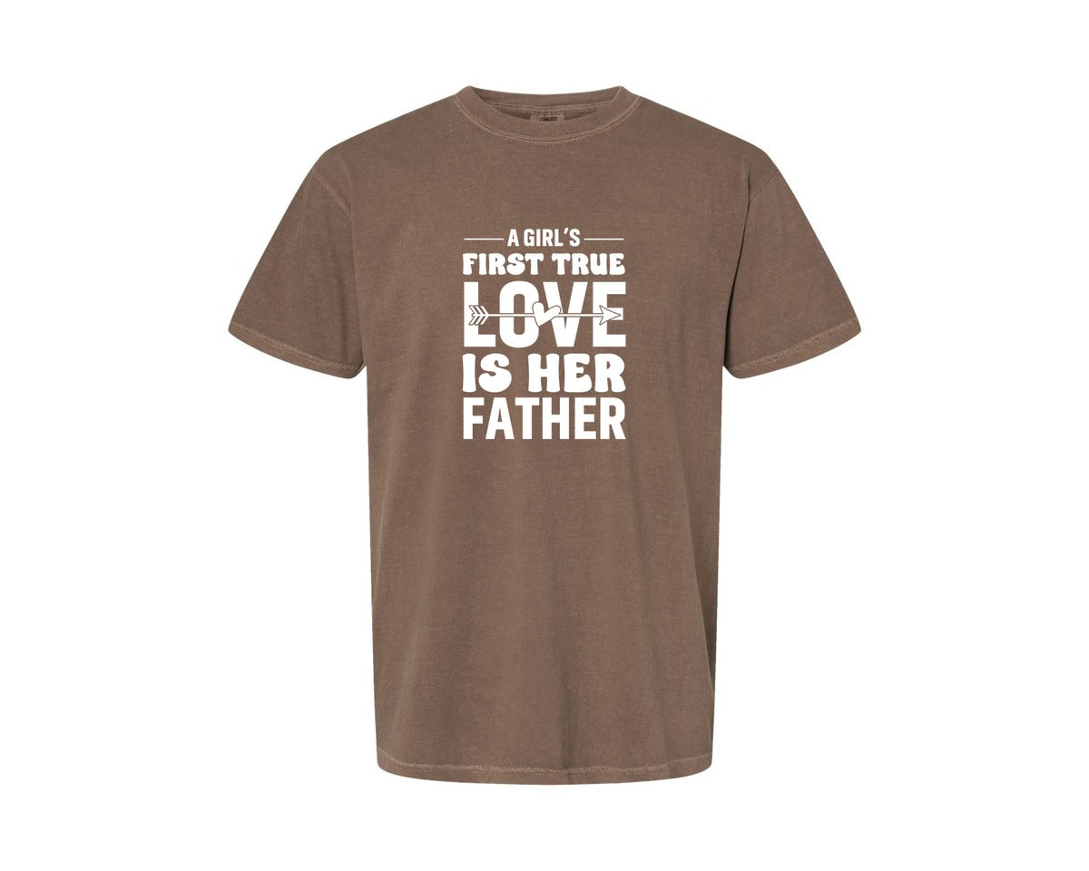 brand:Comfort Colors|color:Espresso|First True Love Girls Dad Graphic T-Shirt