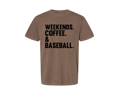 brand:Comfort Colors|color:Espresso|Weekends Coffee Baseball Tshirt Design Graphic T-Shirt