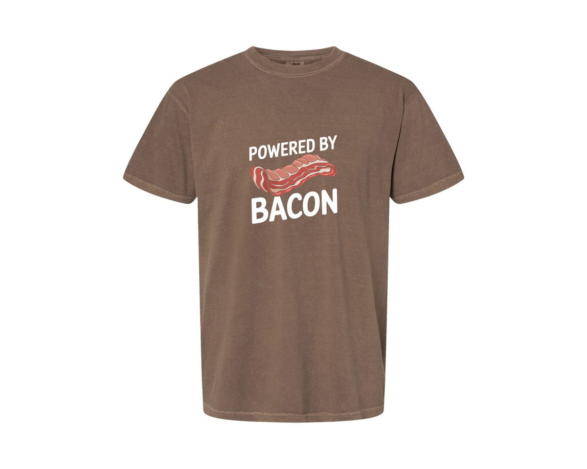brand:Comfort Colors|color:Espresso|Powered By Bacon T Shirt Design 2 Graphic T-Shirt