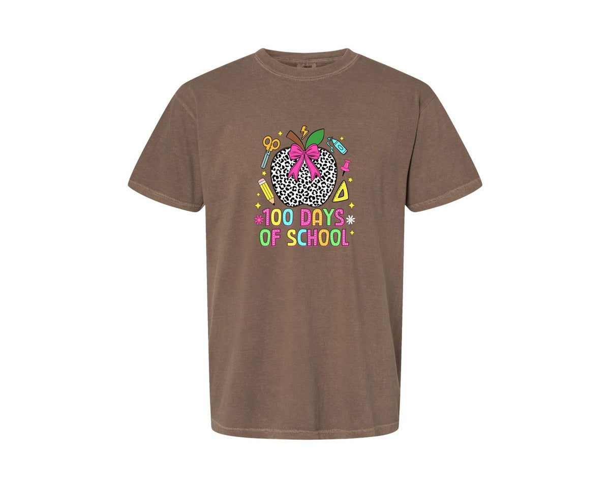 brand:Comfort Colors|color:Espresso|Coquette 100 Days Of School Graphic T-Shirt