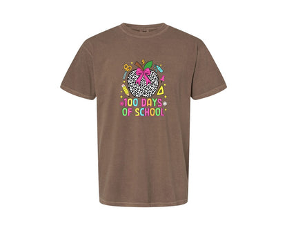 brand:Comfort Colors|color:Espresso|Coquette 100 Days Of School Graphic T-Shirt