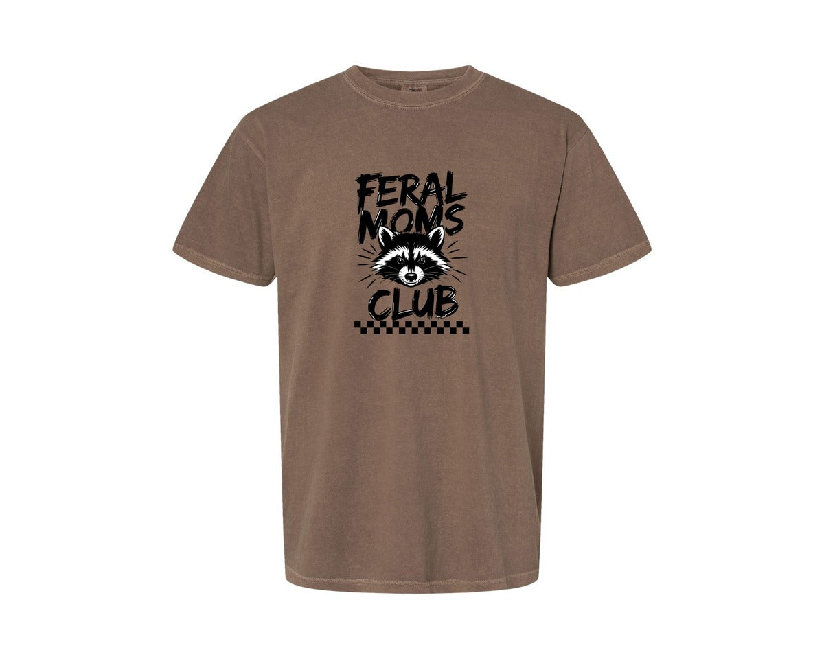 brand:Comfort Colors|color:Espresso|Feral Moms Club Mom Life Raccoon Graphic T-Shirt