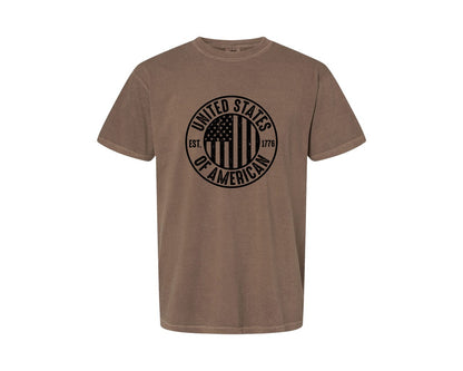 brand:Comfort Colors|color:Espresso|United States Of America Patriotic Graphic T-Shirt