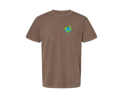 brand:Comfort Colors|color:Espresso|Love Heart Earth Globe Pocket Design Graphic T-Shirt