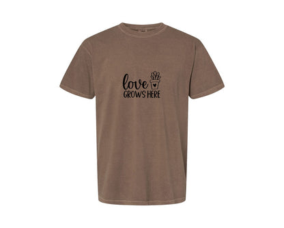 brand:Comfort Colors|color:Espresso|Love Grows Here 133 Graphic T-Shirt