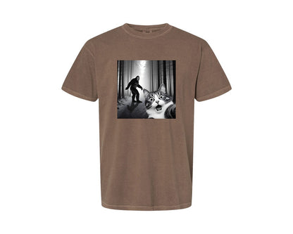 brand:Comfort Colors|color:Espresso|Cat Selfie With Sasquatch Graphic T-Shirt