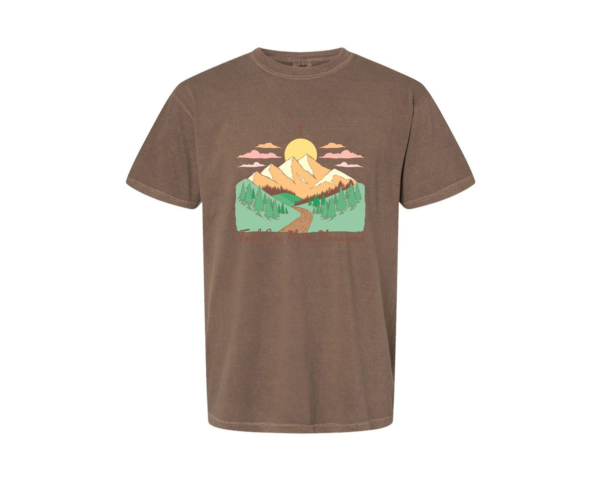 brand:Comfort Colors|color:Espresso|Faith Can Move Mountains Christian Quote 2 Graphic T-Shirt