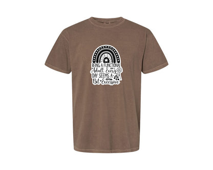 brand:Comfort Colors|color:Espresso|Funny Quotes Sarcastic Sticker Graphic T-Shirt