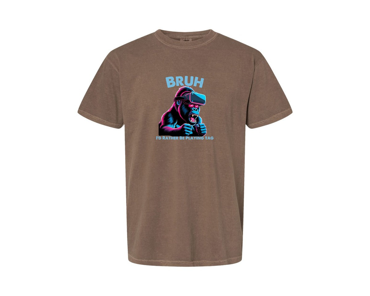 brand:Comfort Colors|color:Espresso|Bruh Id Rather Be Playing Tag T Shirt Graphic T-Shirt