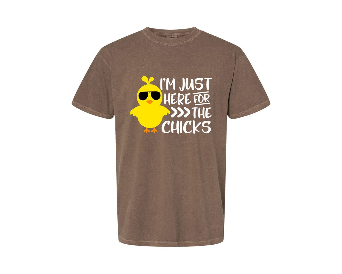 brand:Comfort Colors|color:Espresso|I Am Just Here For The Chicks 4 Graphic T-Shirt