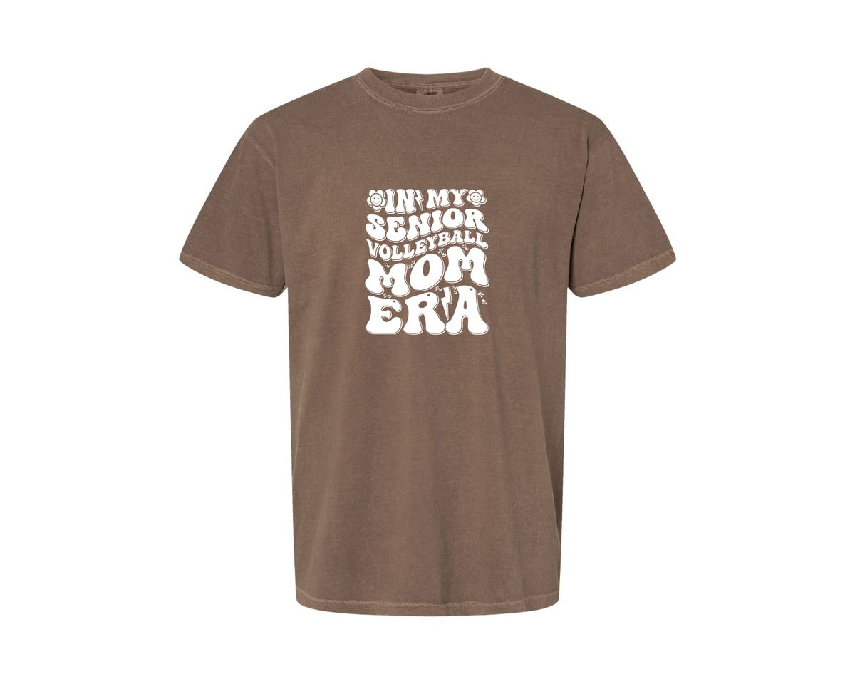 brand:Comfort Colors|color:Espresso|In My Senior Volleyball Mom Era 2 Graphic T-Shirt