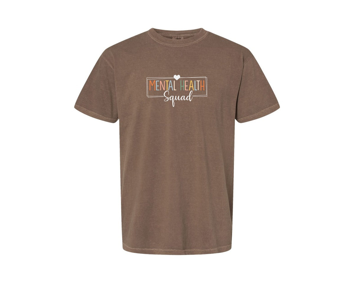 brand:Comfort Colors|color:Espresso|Mental Health Squad Brain Illness Mental Graphic T-Shirt