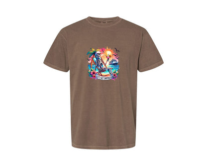 brand:Comfort Colors|color:Espresso|Cruise Skeleton Funny Graphic T-Shirt