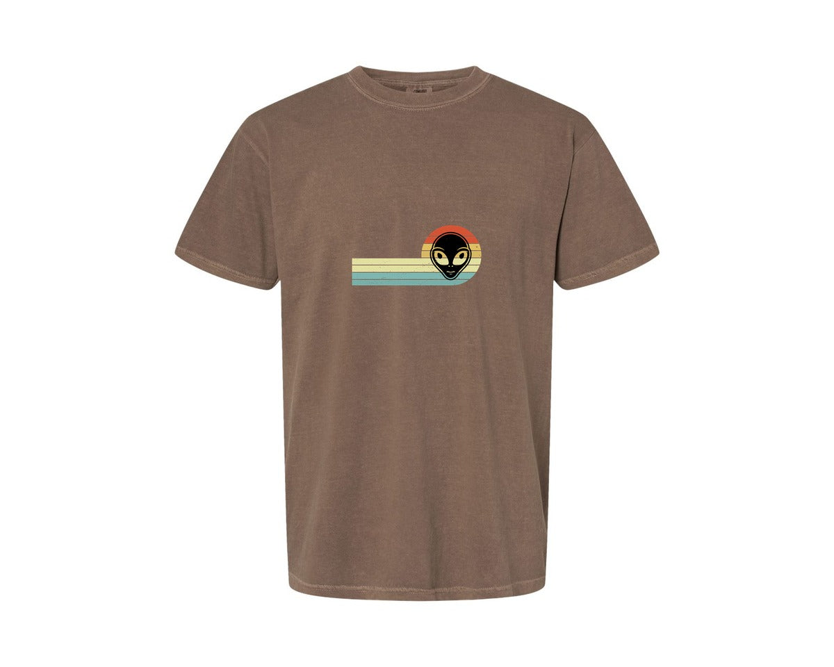 brand:Comfort Colors|color:Espresso|Retro Vintage Alien Face T Shirt Design Graphic T-Shirt