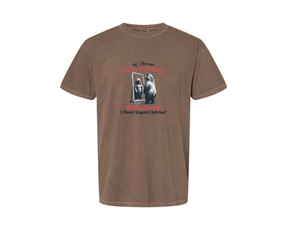 brand:Comfort Colors|color:Espresso|I Talk To Myself Sometimes Bear Shirt Graphic T-Shirt