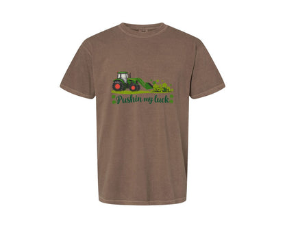 brand:Comfort Colors|color:Espresso|Pushin My Luck St Patricks Day 3 Graphic T-Shirt
