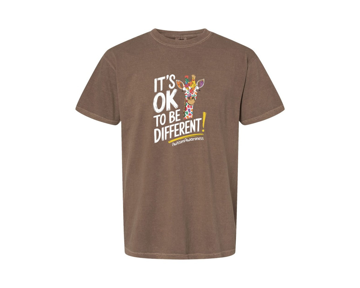 brand:Comfort Colors|color:Espresso|Its Ok To Be Different Autism Awareness 17 Graphic T-Shirt