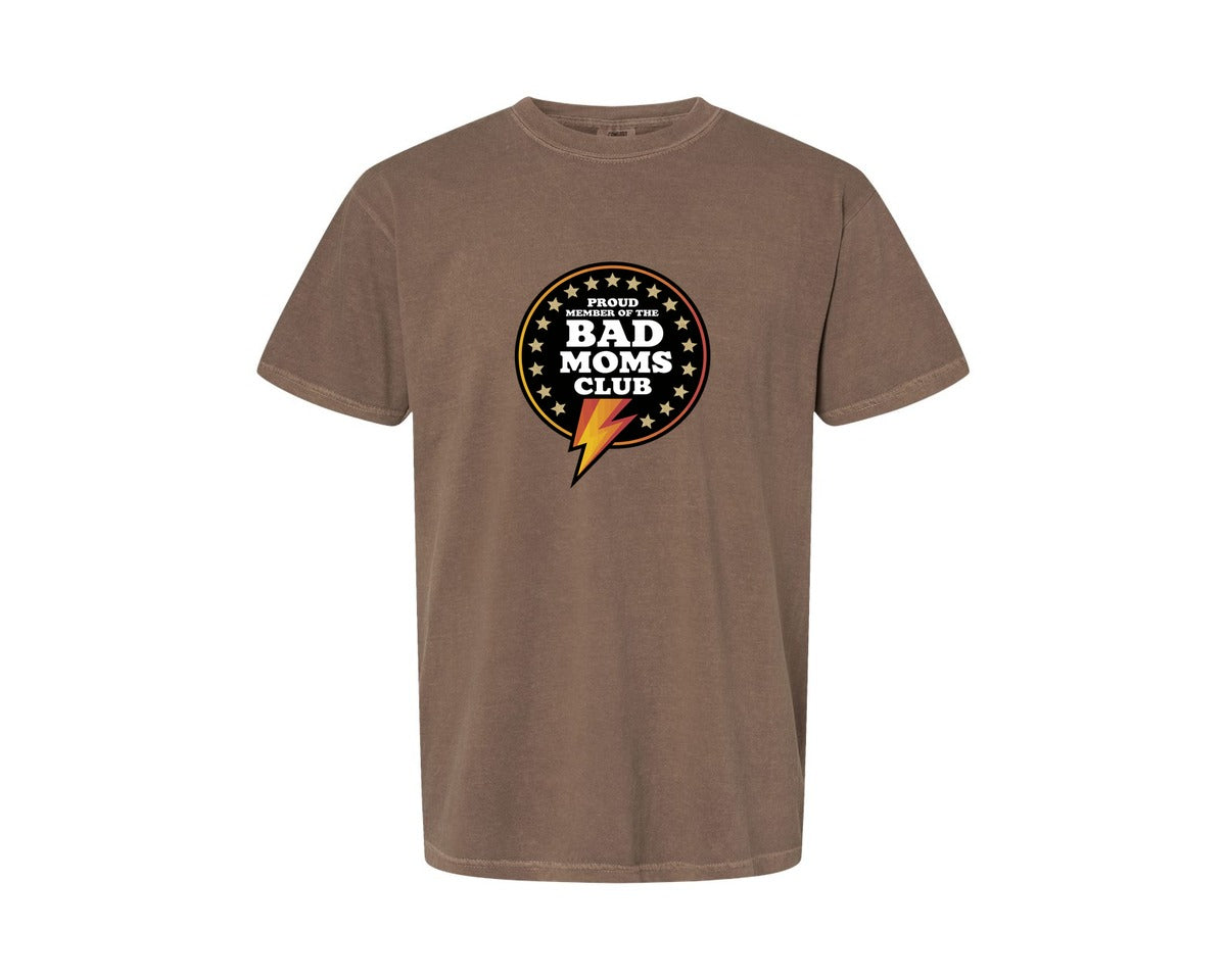 brand:Comfort Colors|color:Espresso|Proud Member Of The Bad Moms Club Funny Graphic T-Shirt