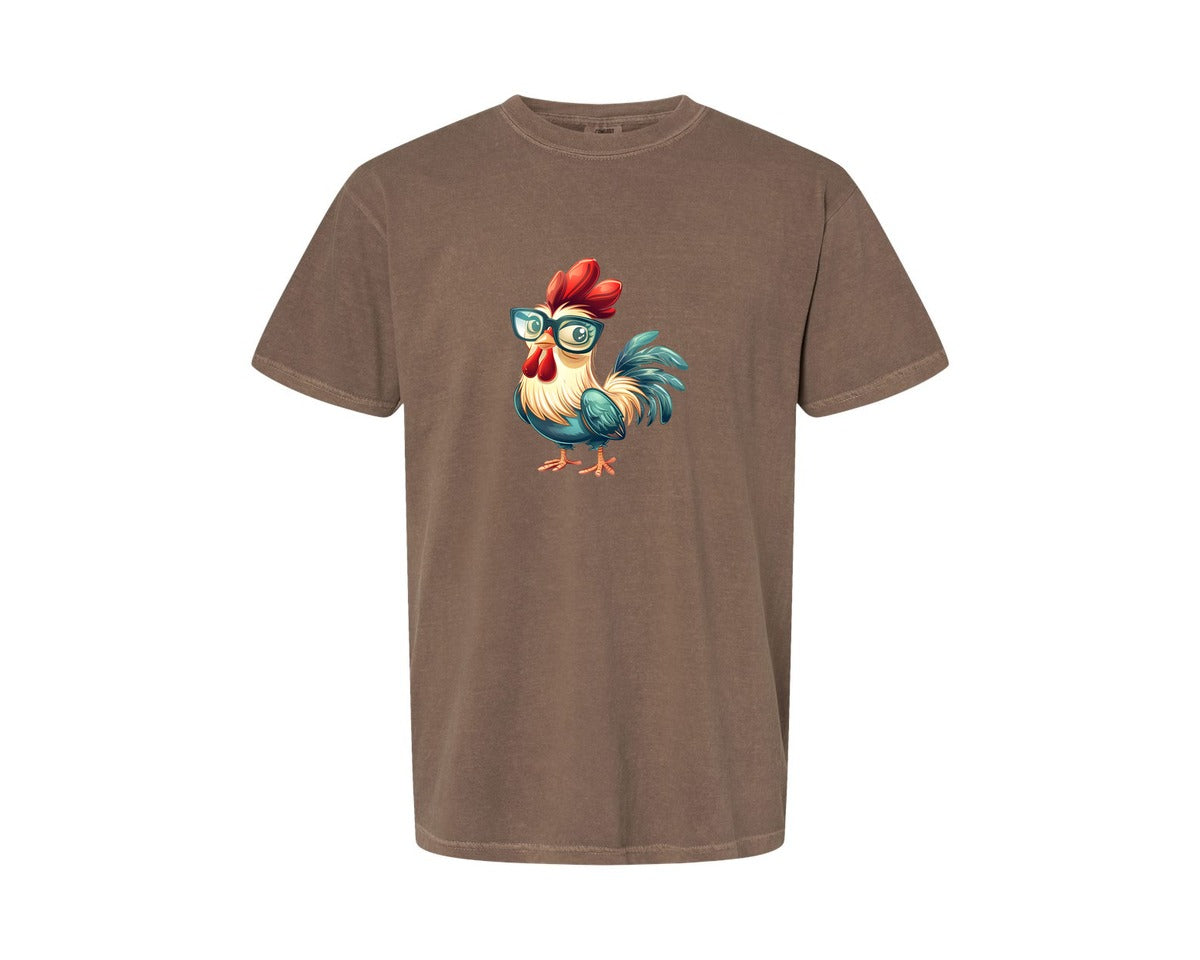 brand:Comfort Colors|color:Espresso|Cute Cartoon Rooster Design Graphic T-Shirt