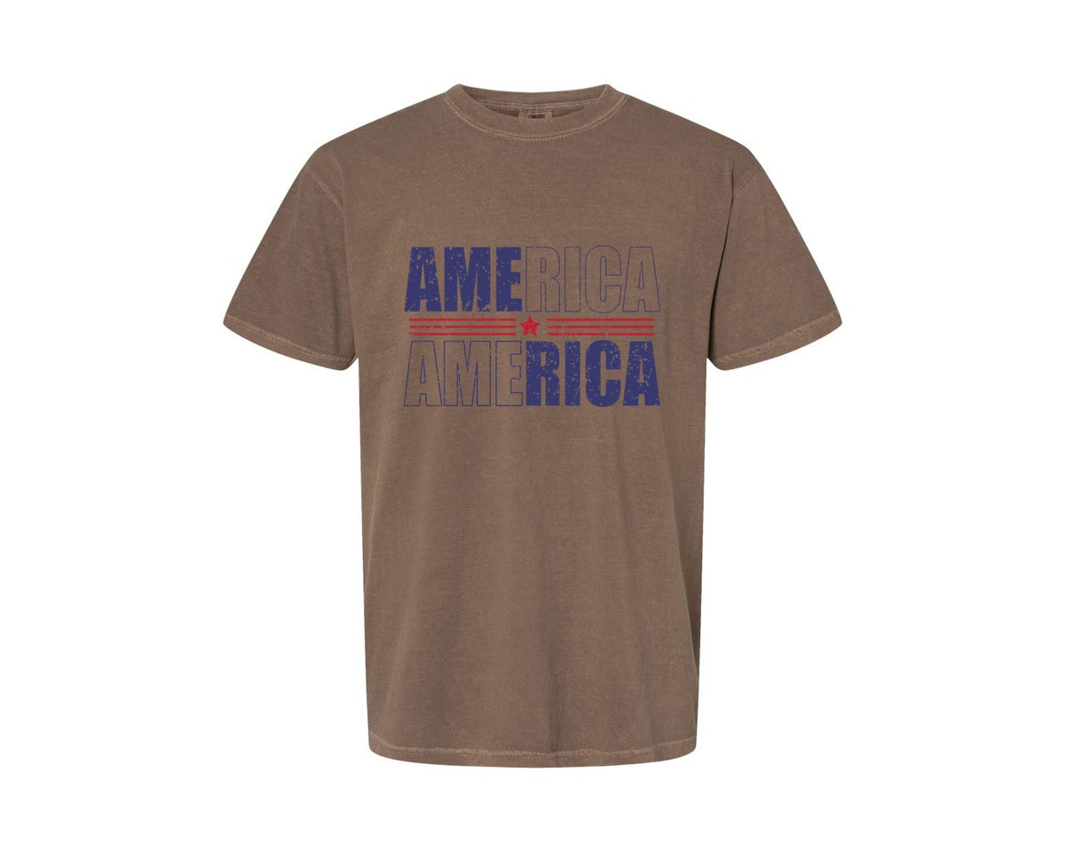 brand:Comfort Colors|color:Espresso|America Patriotic Graphic T-Shirt
