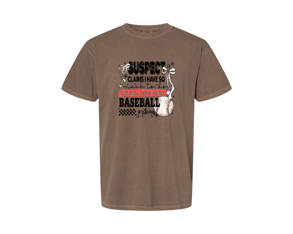 brand:Comfort Colors|color:Espresso|Baseball Bow Mom Quote Retro Distressed Graphic T-Shirt