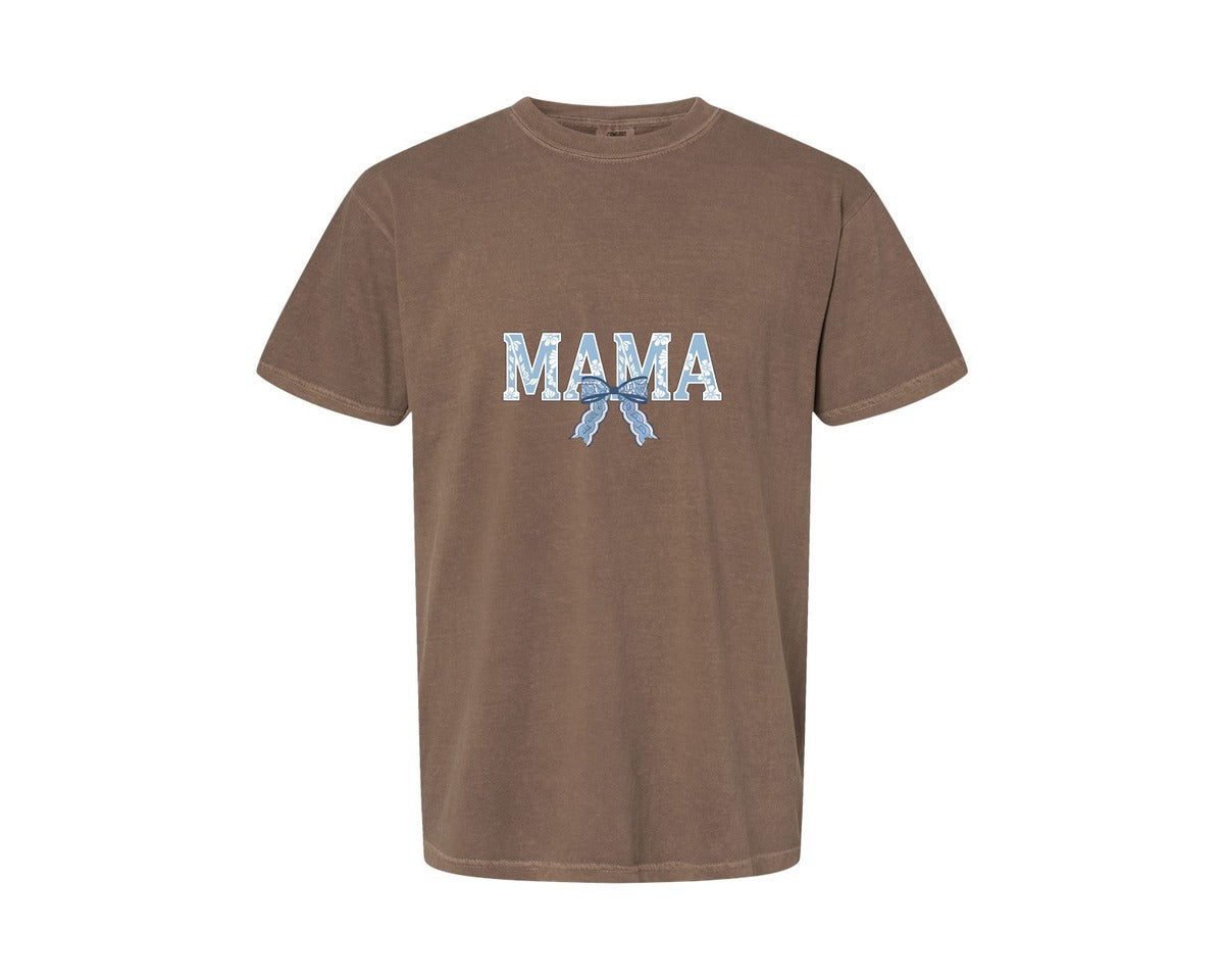 brand:Comfort Colors|color:Espresso|Mama Floral Coquette Bow Mama Graphic T-Shirt