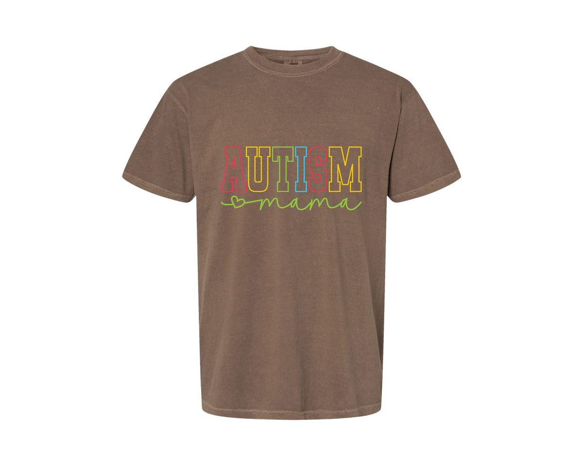 brand:Comfort Colors|color:Espresso|Autism Mama Awareness Graphic T-Shirt