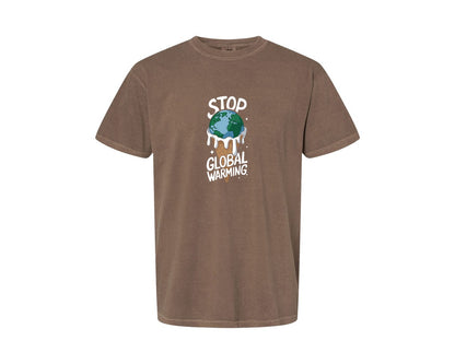 brand:Comfort Colors|color:Espresso|Stop Global Warming Funny Cute Teacher Graphic T-Shirt