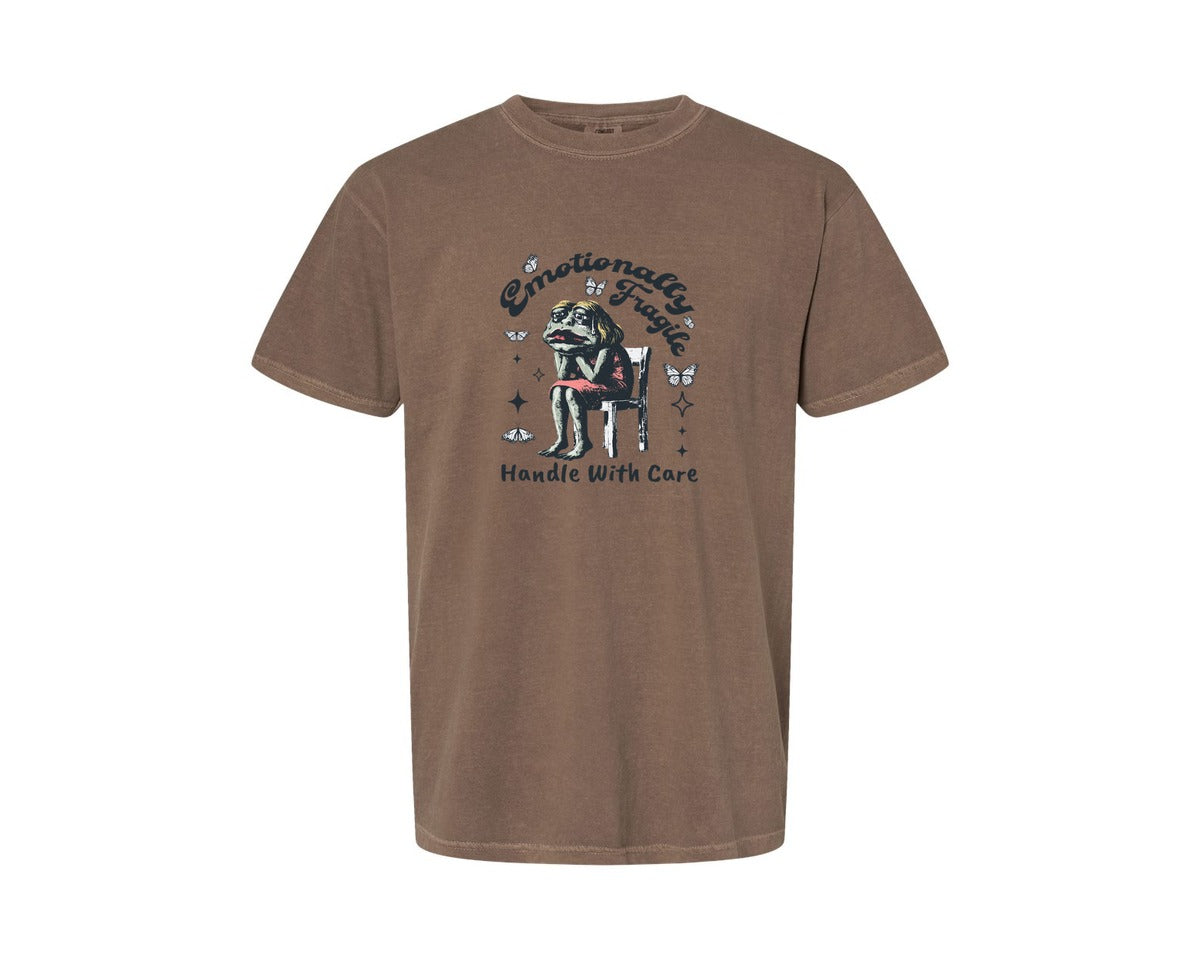 brand:Comfort Colors|color:Espresso|Frog Woman With Tears Emotionally Shirt Graphic T-Shirt