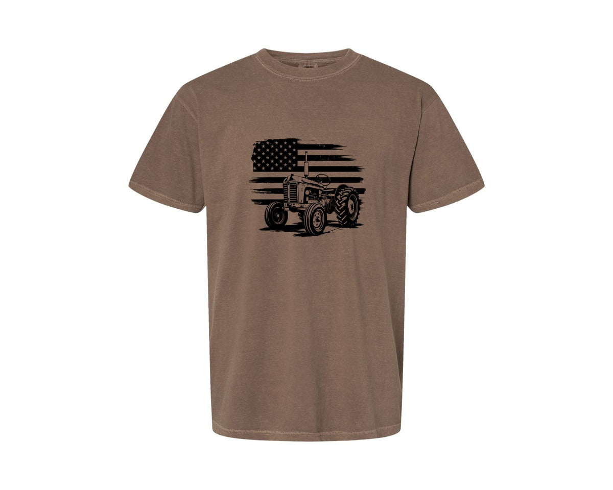 brand:Comfort Colors|color:Espresso|Tractor Flag Vector T Shirt Design Graphic T-Shirt