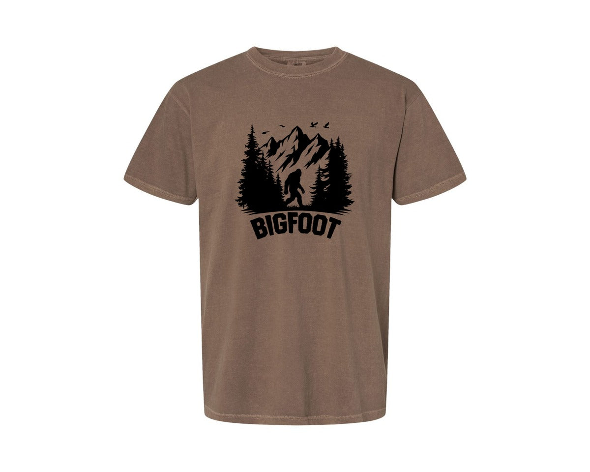 brand:Comfort Colors|color:Espresso|Retro Bigfoot Silhouette Pixel Art Graphic T-Shirt