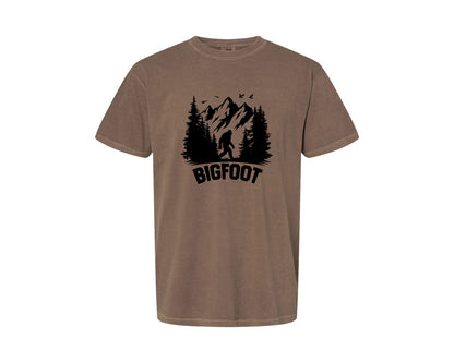 brand:Comfort Colors|color:Espresso|Retro Bigfoot Silhouette Pixel Art Graphic T-Shirt