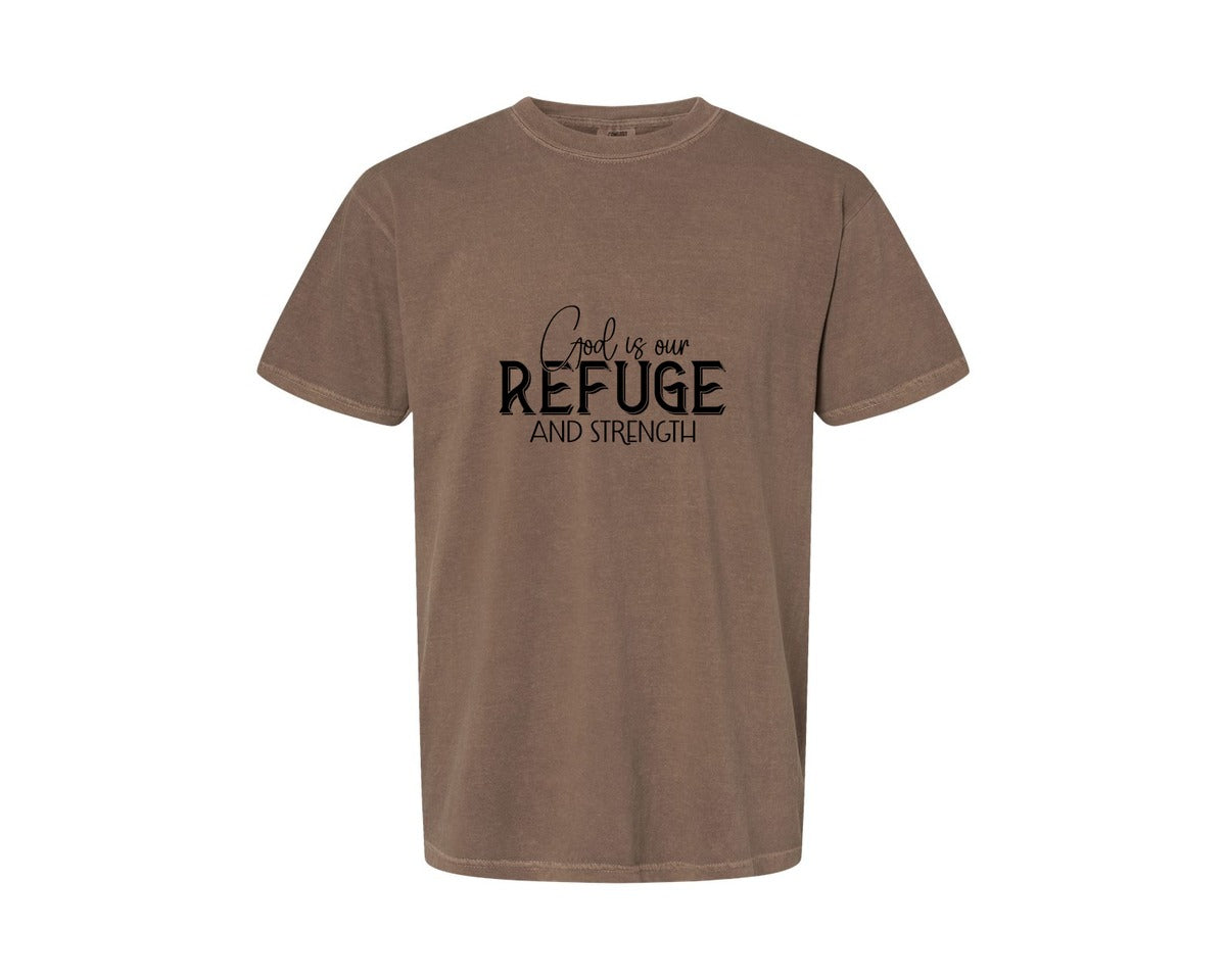 brand:Comfort Colors|color:Espresso|God Is Our Refuge And Strength Sleeve Sv Graphic T-Shirt