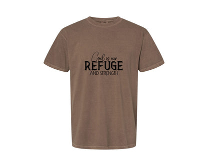 brand:Comfort Colors|color:Espresso|God Is Our Refuge And Strength Sleeve Sv Graphic T-Shirt